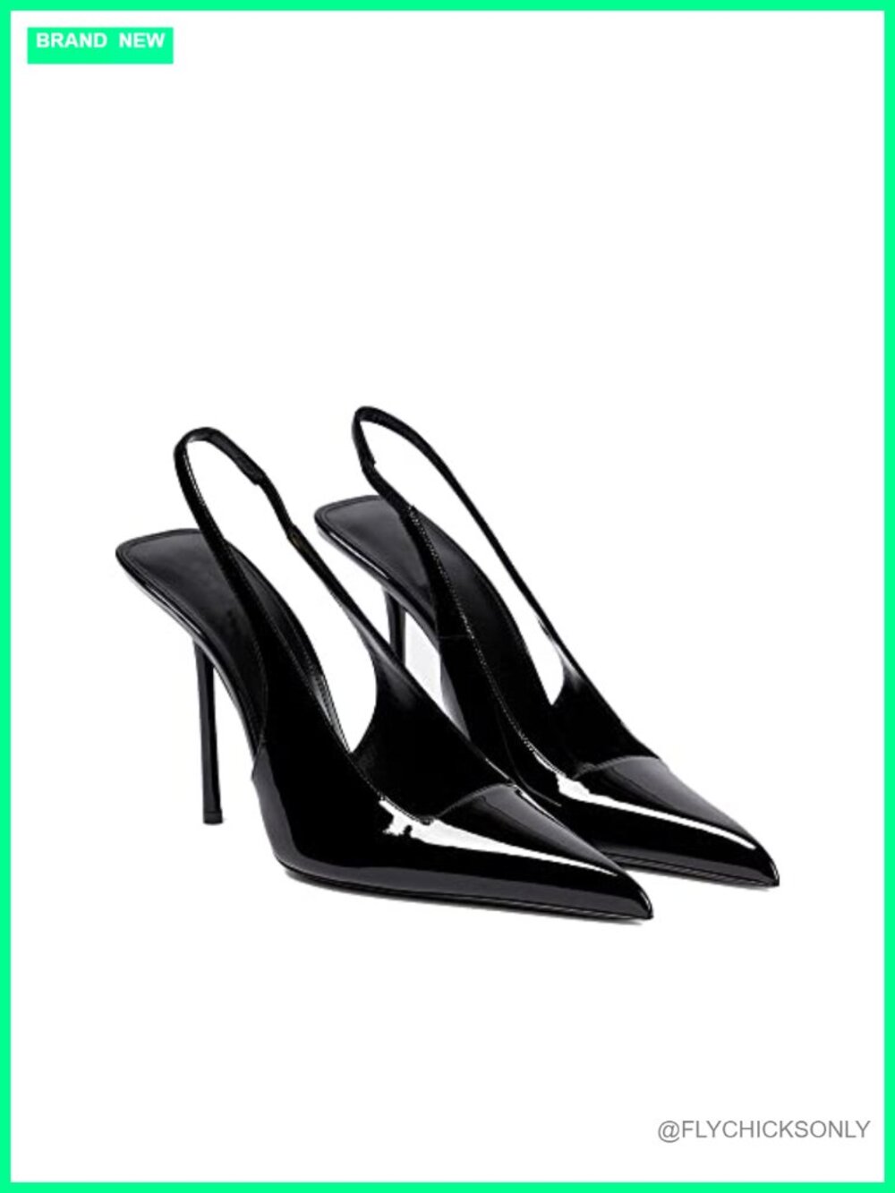 THESHY Women's Pointed Toe Stiletto Slingback Patent Leather Pumps Dress Shoes